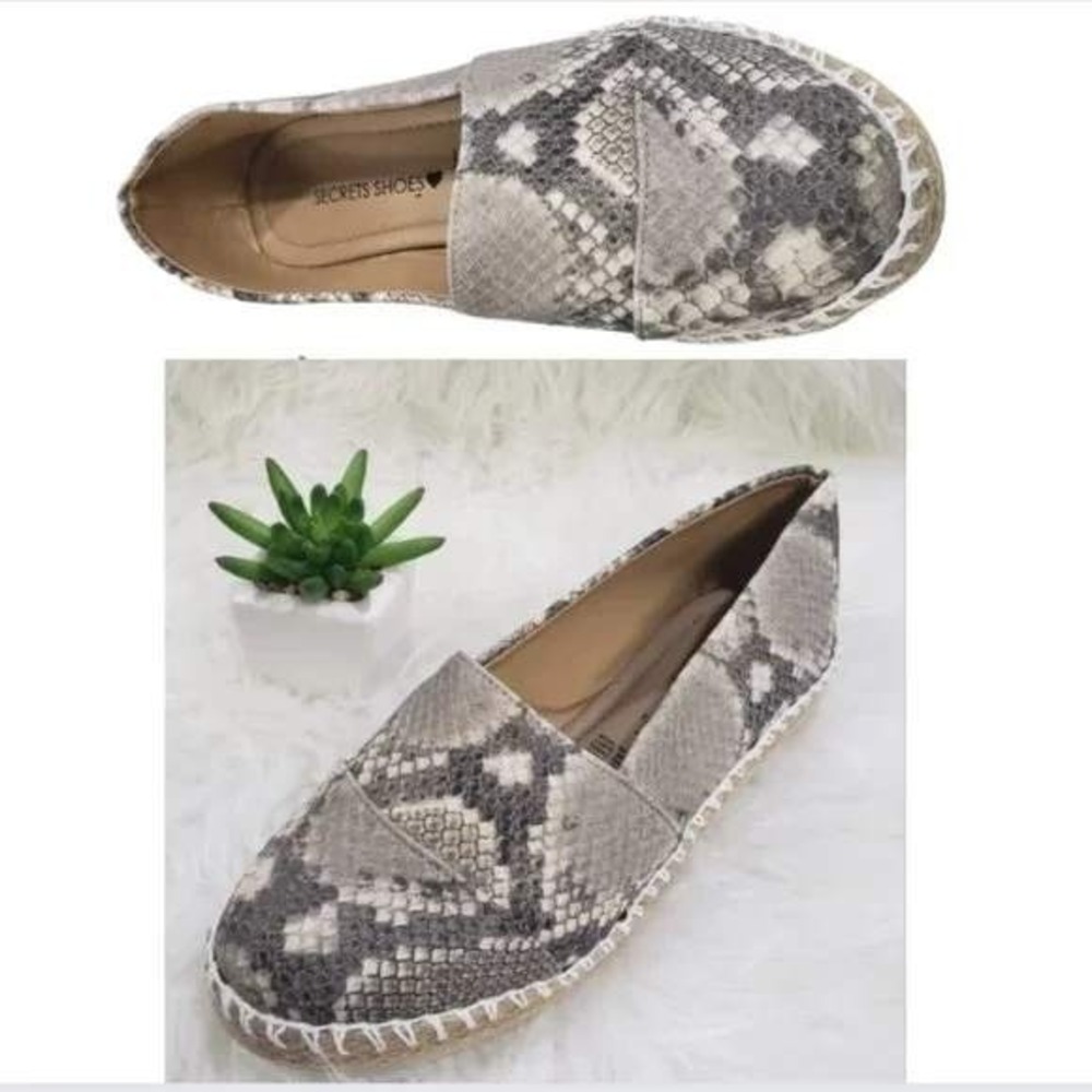 Women's Snakeskin Print Espadrille Platform SlipOn Flats Jute Sole Shoes 10 NEW - Picture 8 of 8